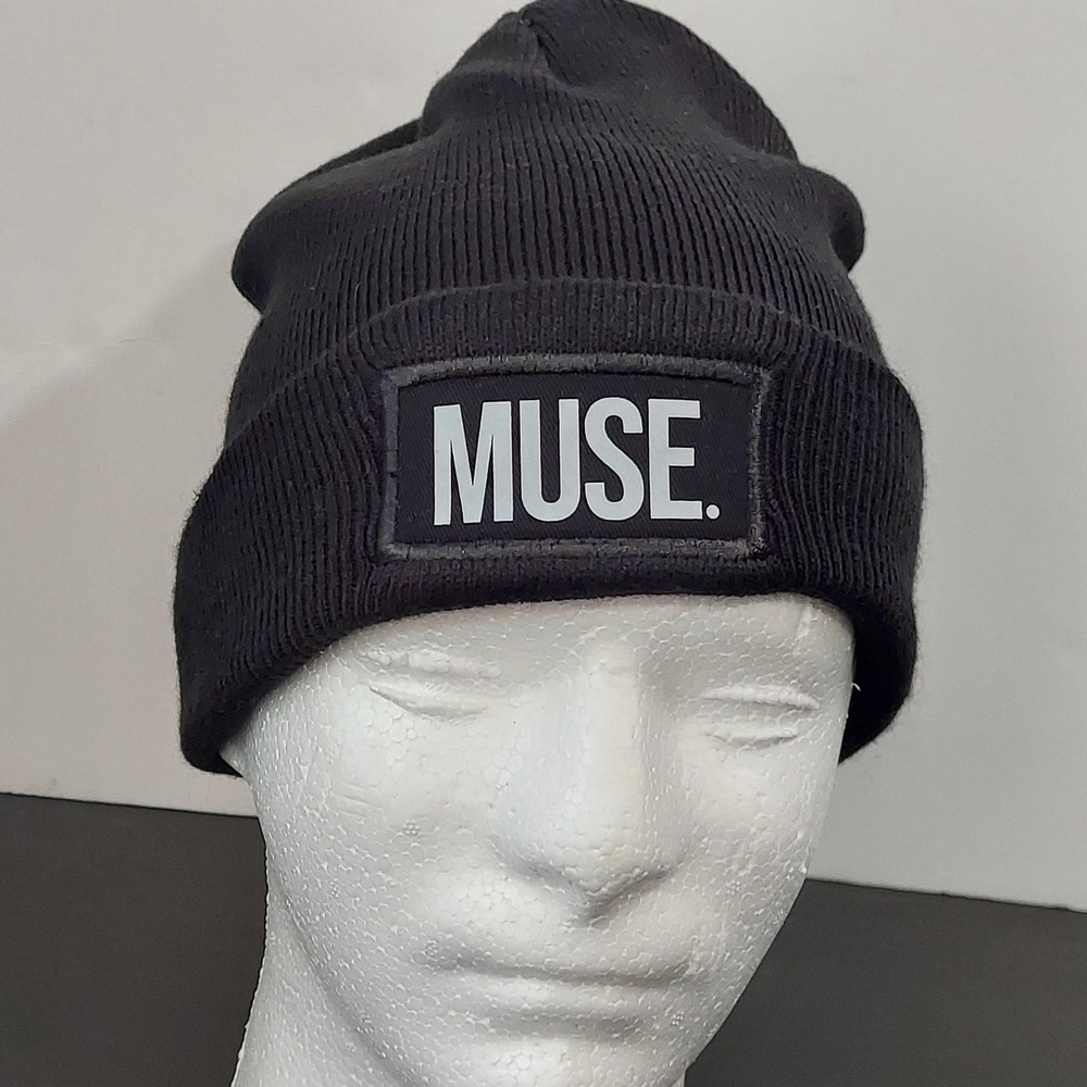 HitWear MUSE‎ Beanie Hat Mens One Size Black Knit Music Logo Winter Acrylic